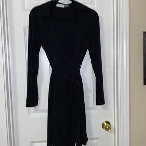 Super cute long sleeve black wrap Sz 8 Calvin Klein dress